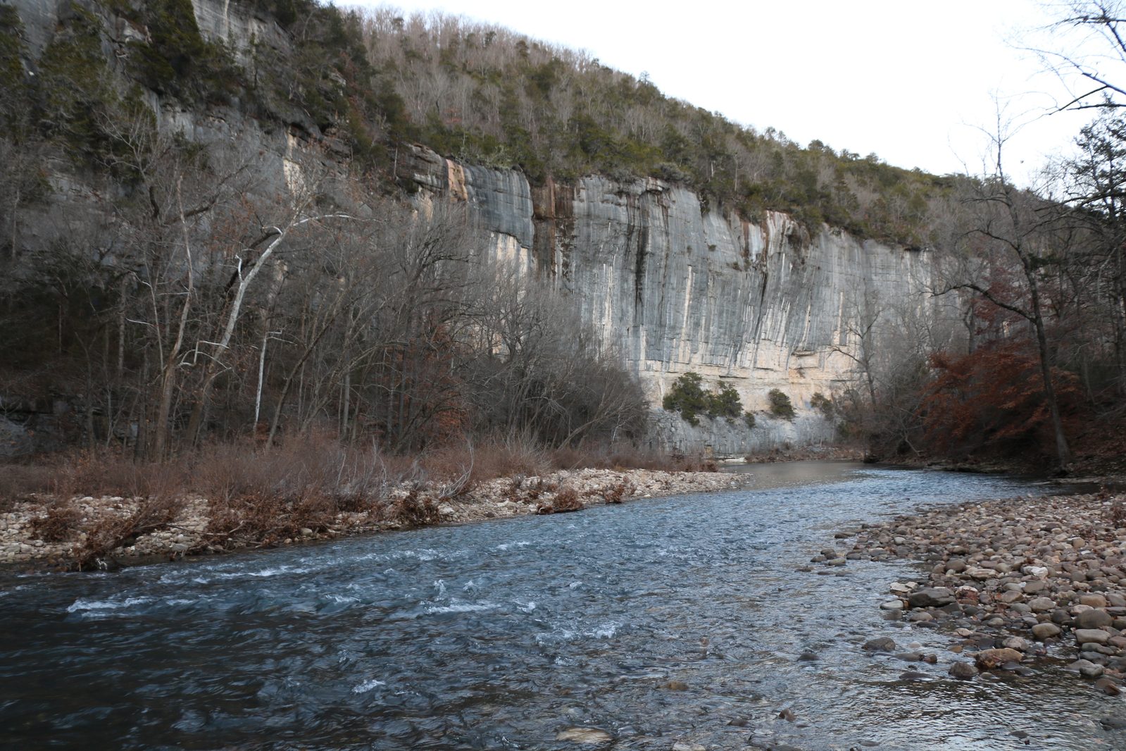 The Buffalo River along a shallow shoal at the base of Roark Bluff at Steel Creek